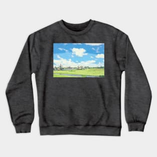 Amsterdam canal boats watercolor art painting Crewneck Sweatshirt